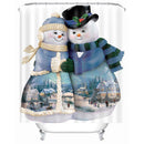 Christmas Bell Pattern Waterproof Bathroom Curtain Home Snowman Shower Curtain
