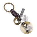 Retro Twelve constellation Woven Keychain Soft Leather Cord Keychain For Men