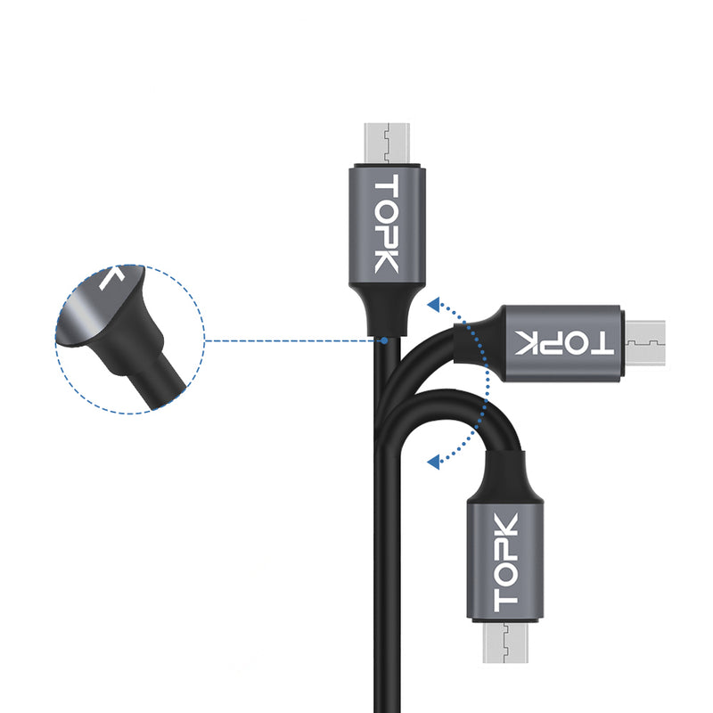 TOPK 3A Micro USB LCD Display Fast Charging Data Cable 3.28ft/1m for Honor 8X Xiaomi Redmi Note 5