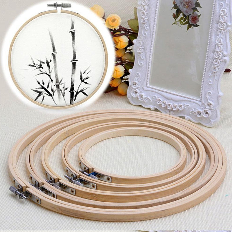 Practical 13-26cm Cross Stitch Machine Bamboo Frame Embroidery Hoop Ring Round Hand DIY Needlecraft