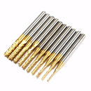 Drillpro 10pcs 0.8-3mm Titanium Coated End Mill Cutter Milling Cutter