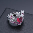 2 Pcs/set Sweet Swan Heart Zirconia Engagement Wedding Ring Unique Gift for Women Girls