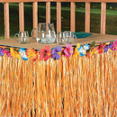Tropical Table Skirt With Flowers Luau Tiki Hawaiian Party Grass Decorations