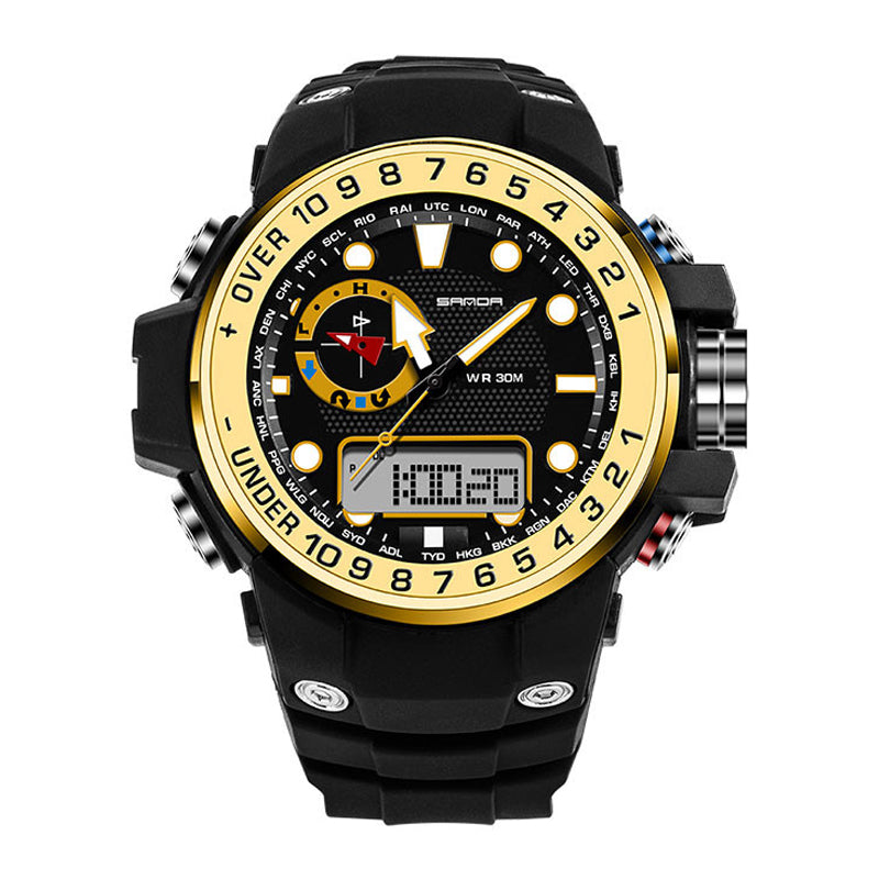 SANDA 399 Dual Display Digital Watch Calendar Luminous Display Alarm Clock Watch Outdoor Sport Watch