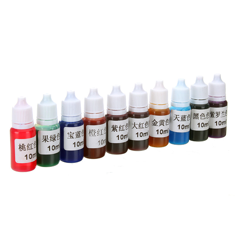 10Pcs Epoxy UV Resin Ultraviolet Curing Dye Colorant Liquid Pigment Mix Colors DIY Crafts
