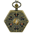 JIJIA JX002 Men Hexagon Hollow Leaf Roman Numerals Mechanical Watch Pocket Watch