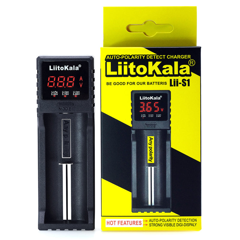 LiitoKala Lii-S1 Intelligent LCD Display USB Battery Charger for 18650 26650 14500 21700 Battery