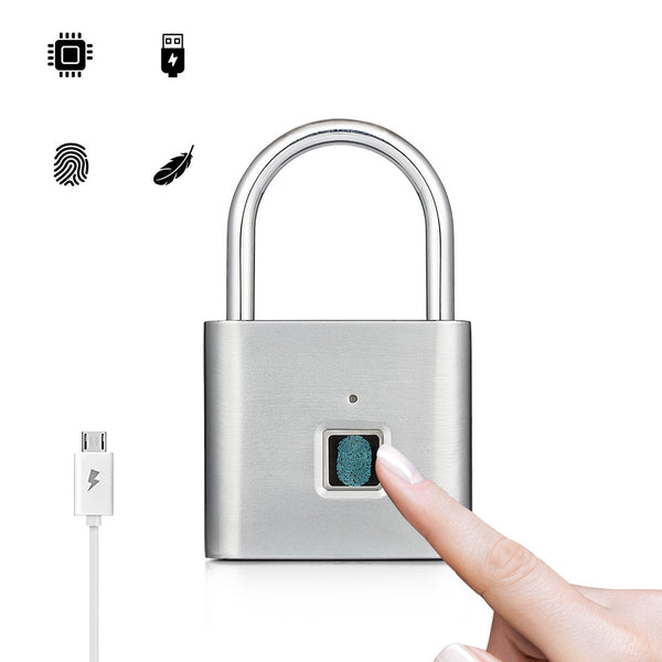 Smart Fingerprint Padlock Keyless Anti-theft USB Charging Luggage Suitcase Bag Security Home Electronic Door Lock