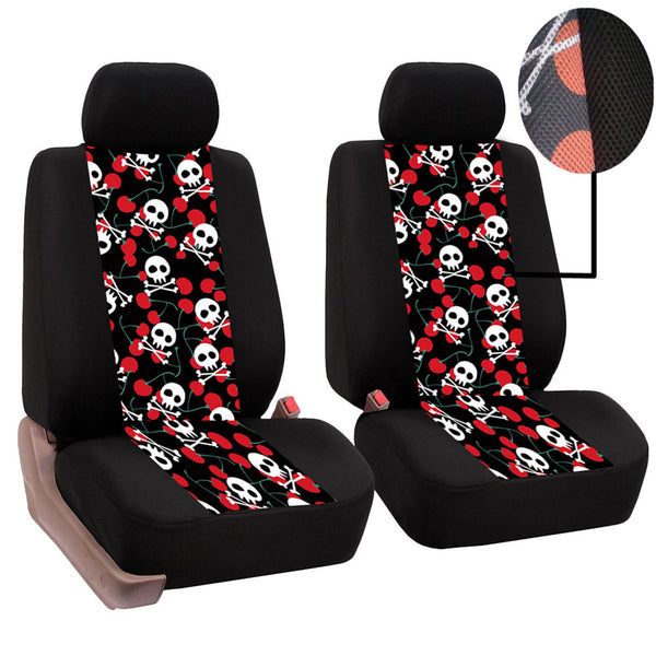 Universal Car Auto Seat Covers Front Back Seat Protectors Full Set Cover Skull Style For Cars Trucks Vans SUV