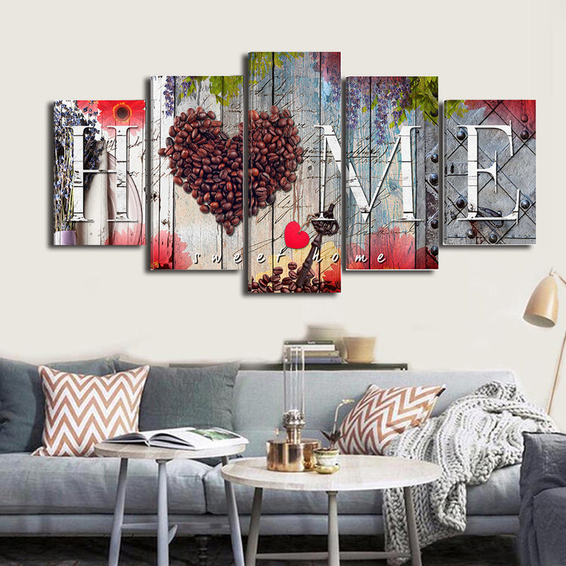 Loskii Spray Oil Paintings Canvas Five Combination Decorative Paintings Wall Art For Home Decoration