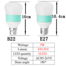 E27/B22 5W 6LED 2835SMD PC Cover Shell White Energy-saving Gourd Ball Light Bulb AC85-265V