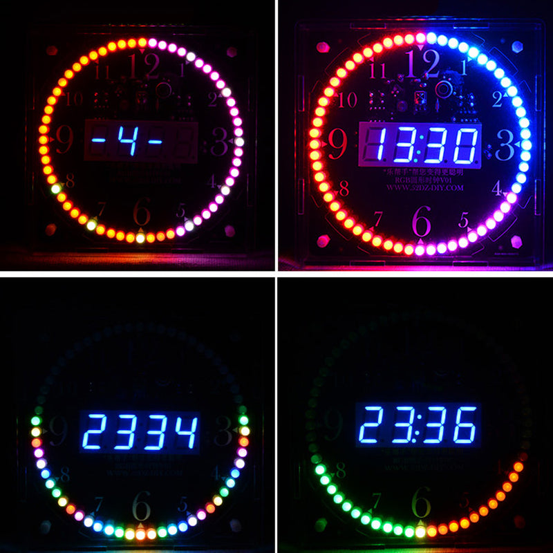 Geekcreit Full Color RGB Large Screen Multifunctional Electronic Clock DIY Kit Light Control Digital Tube Display Module MCU LED Clock