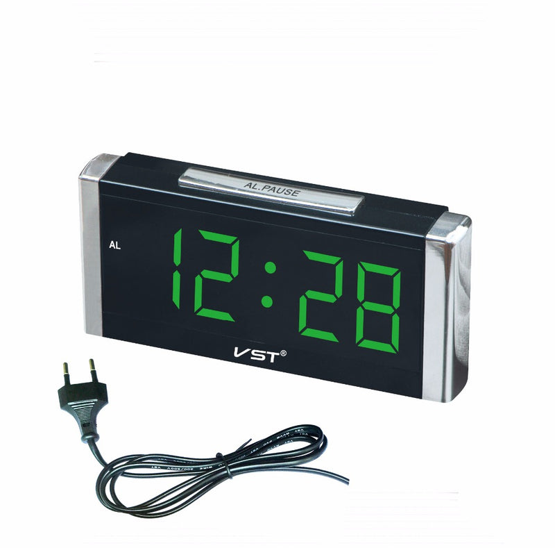 VST Rectangular Cube Digital Alarm Clock With EU Plug Large Digital LED Display Desktop Clock Home L