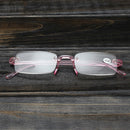 Pink Rimless Light Presbyopic Reading Glasses Fatigue Relieve Strength 1.0 1.5 2.0 2.5 3.0