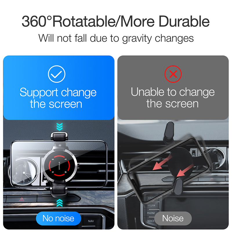 Cafele Memory Holder Air Vent Car Phone Holder Car Mount 360 Rotation One-handed Operation for 4.5-6.5 Inch Smart Phone for iPhone for Samsung Xiaomi