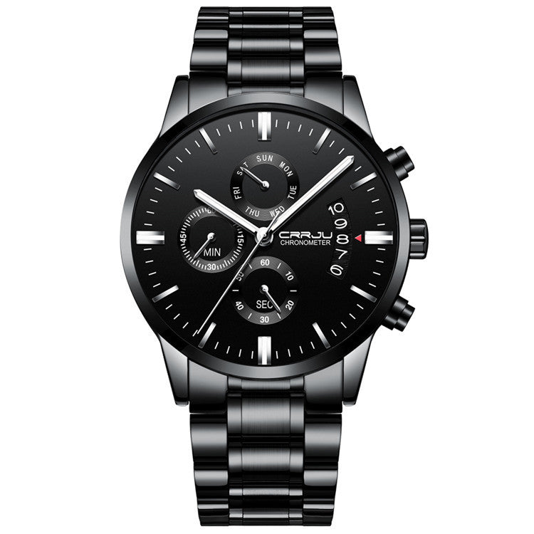 CRRJU 2222 Chronograph Men Wrist Watch Full Steel Business Style Quartz Watches