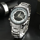 STRYVE S8016 Stainless Steel Calendar Stopwatch Chrono Alarm LED Dual Display Digital Watch