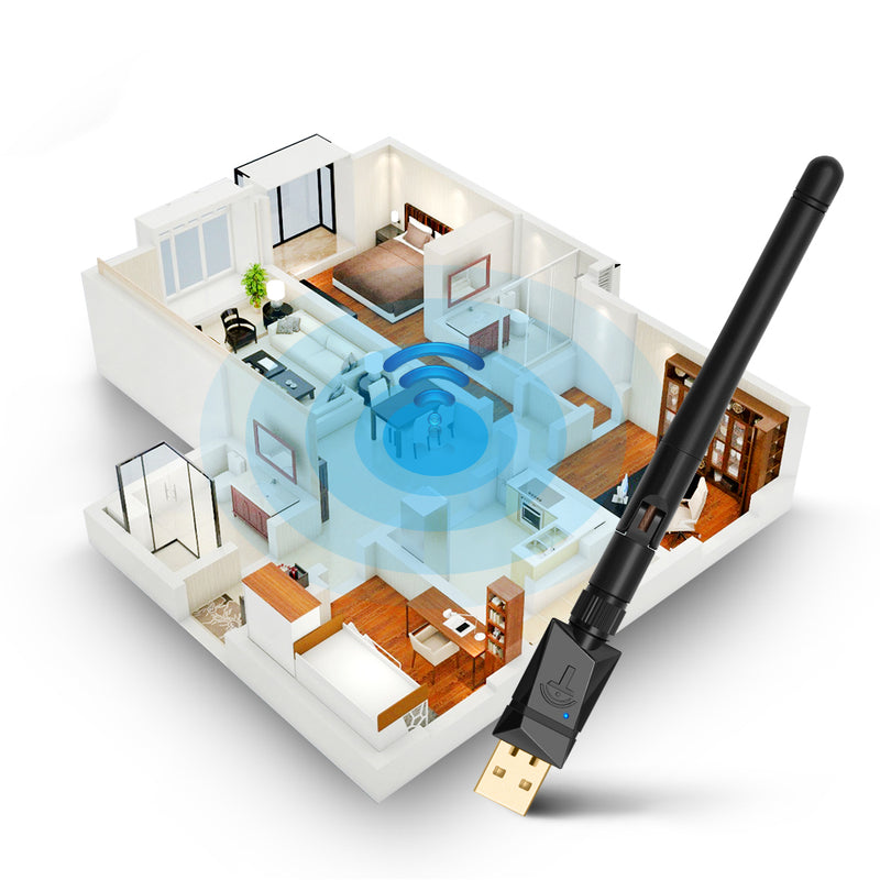 ROCKETEK 600Mbps Dual Band 2.4G 5G Wireless USB Wifi Adapter Antenna Networking Adapter LAN Card