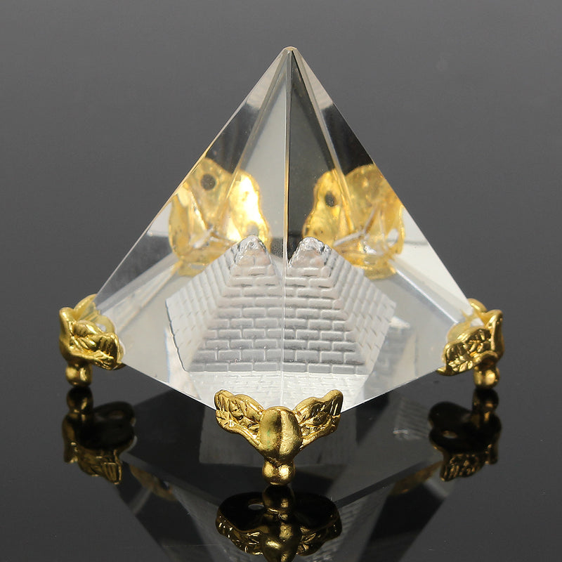 Small Feng Shui Egypt Egyptian Crystal Clear Pyramid REIKI Healing Prizms Room Decorations
