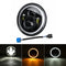 7'' 75W 6000K DRL Amber Halo Angle Eyes Projector LED Round Headlights Hi/Lo Beam Turn signal Light For Harley/Yamaha/Jeep