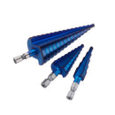 Drillpro Upgrade 3Pcs 1/4 Inch Hex Shank Blue Nano Coated Step Drill Bit Set 4-12/4-12/4-32mm