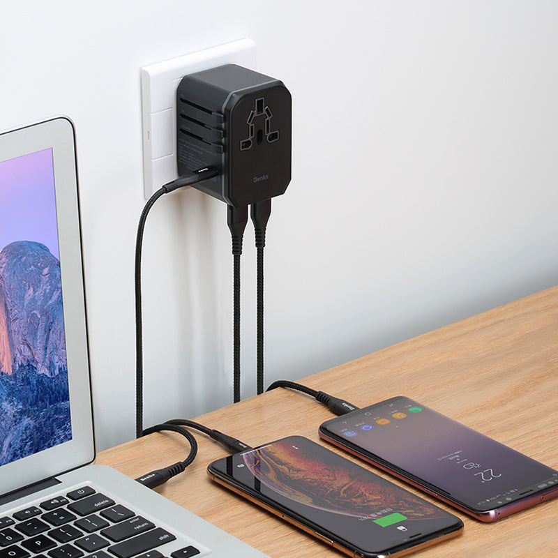 BENKS 3A Fast Charging Multi-function Conversion EU AU UK US Plug Travel Charger Adapter For iPhone X XS HUAWEI P30 Oneplus 7 XAIOMI MI9 S10 S10+
