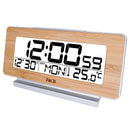 FanJu FJ3523W Desk Clock Electronic Digital Table Clock LED Wooden Indoor Thermometer