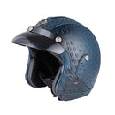BYB Retro Chopper Motocross Motorcycle PU Leather Half Face Helmet