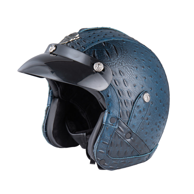 BYB Retro Chopper Motocross Motorcycle PU Leather Half Face Helmet