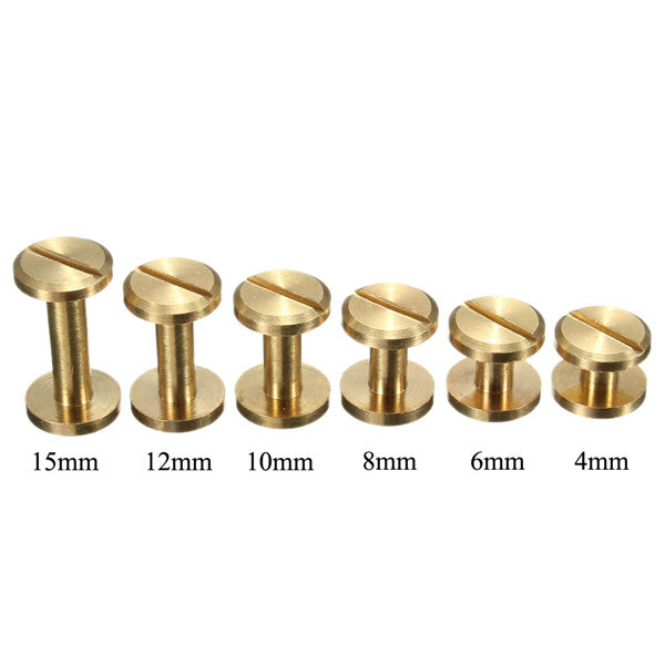 4-15mm Screw Back Button Stud Screw Brass Nail Leather Belt Chicago Rivet