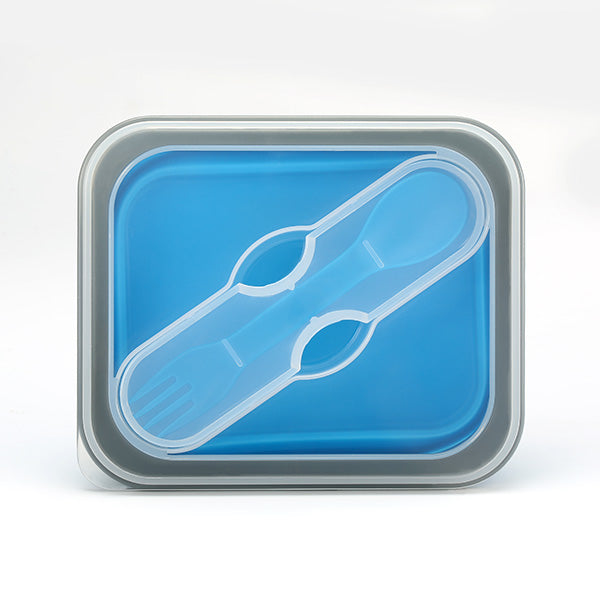 KCASA KC-FY02 Collapsible Silicone Lunch Box BPA Free Foldable Bento Food Container With Tableware