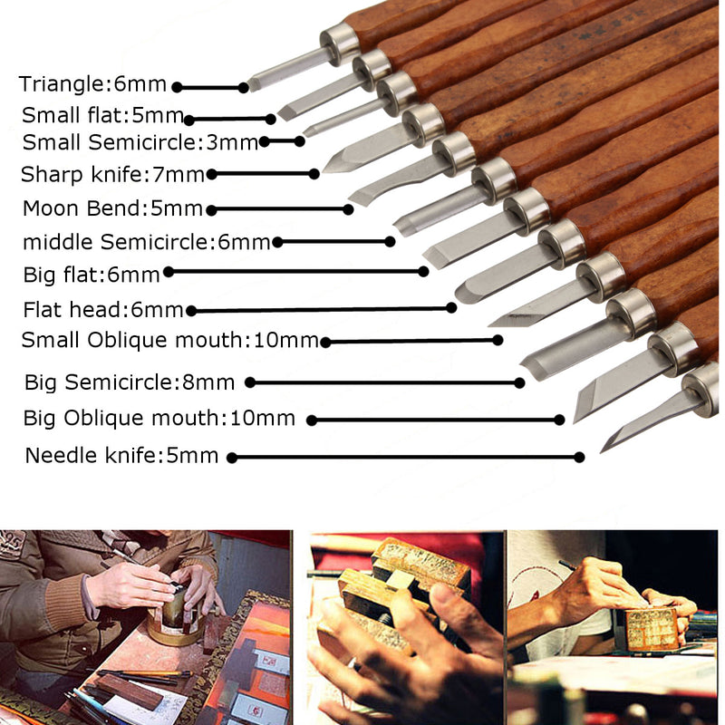 3/8/12Pcs Wood Carving Chisel Tool Set Wood Working Professional Gouges