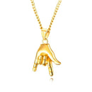 Retro Hip Hop Titanium Steel Punk Rock Gesture Pendant Necklace
