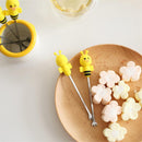 6 Pcs Silicone Bee Fruit Forks Mini Cartoon Animal Stainless Steel Salad Dessert Fruit Fork Picks