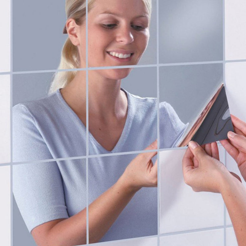 9Pcs DIY 3D Mirror Square Removable Wall Sticker Art Acrylic Wall Home Decorations