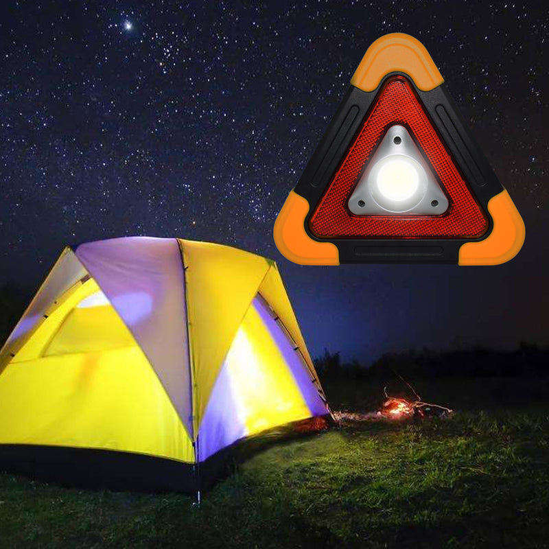 Portable COB LED Work Light Multi-function Triangle Warning Traffic Lamp Camping Searchlight