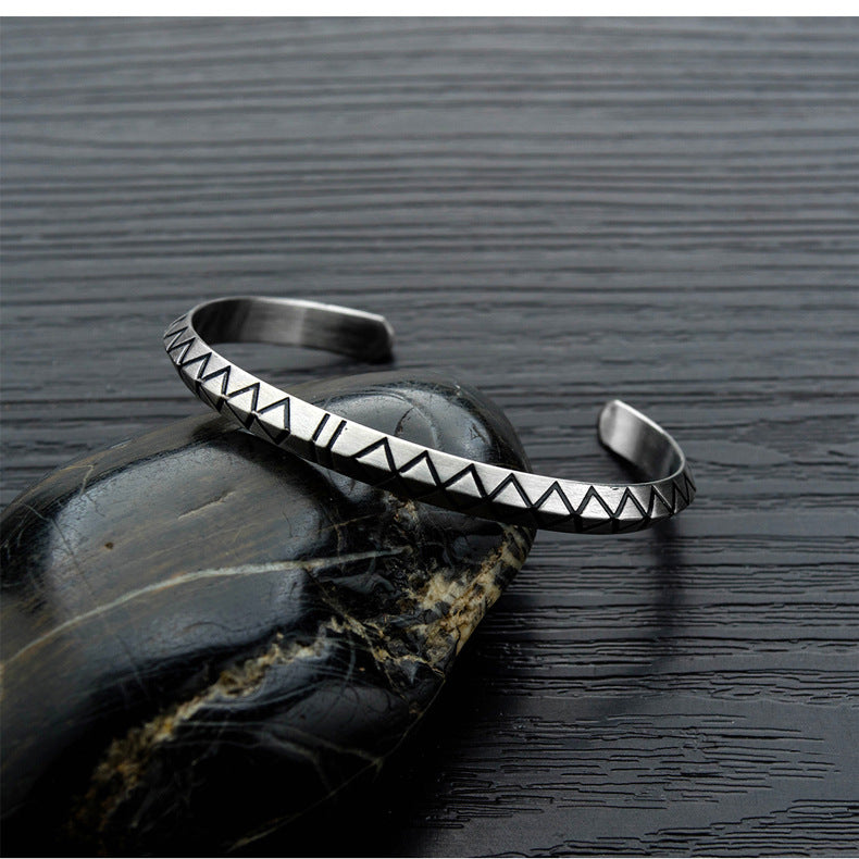 Titanium Steel Stainless Steel Rhomboid Open Male Bracelet