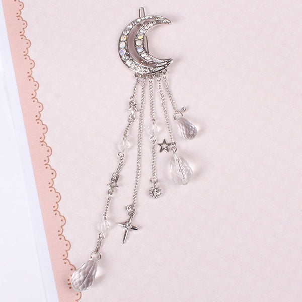 Retro Diamond Tassels Crescent Hairpin Stars Pendant Hair Accessories for Women