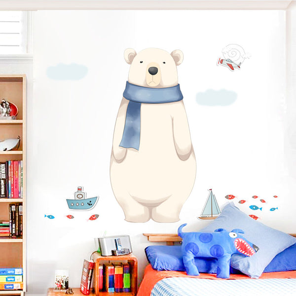 Miico FX82027 2PCS Cartoon Wall Sticker Cute Polar Bear Printing Children's Room And Kindergarten Decorative Stickers