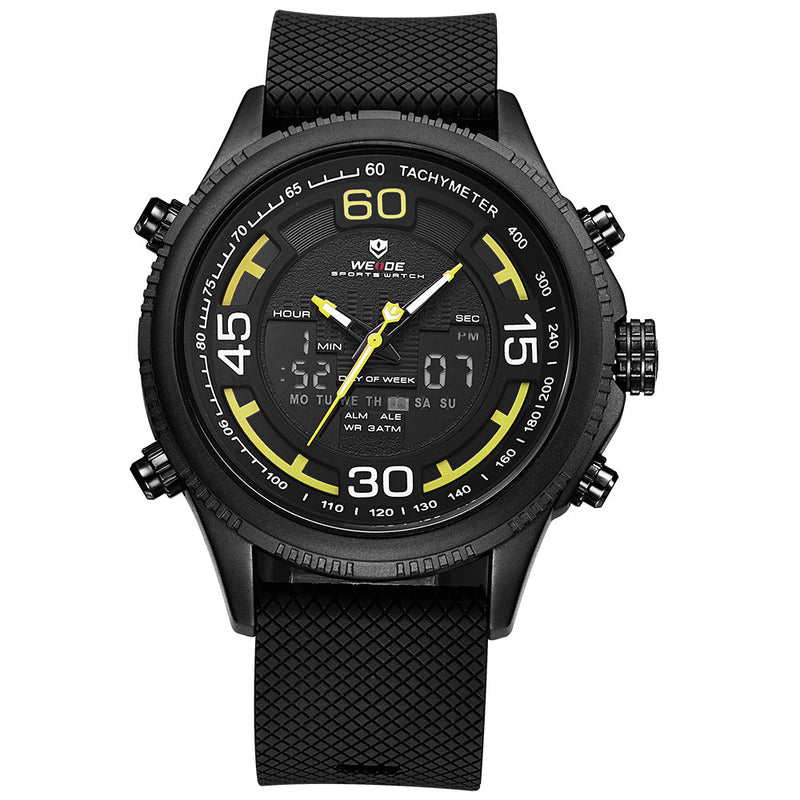 WEIDE 6306 Dual Display Digital Watch Cosy Silicone Strap Alarm Calendar Luminous Sport Watch