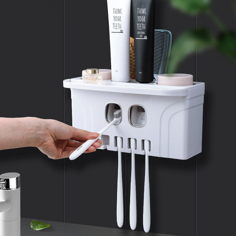 Wall Mount Toothbrush Holder Toothpaste Squeezer Automatic Toothpaste Dispenser