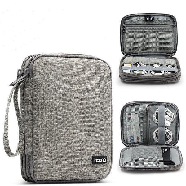 Boona 18*14cm Double-layer Digital Accessories Storage Bag USB Cable Charger Organizer Tablet Bag