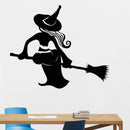 Creative Witch Broom Sticker Removable Halloween Decor Black DIY Wall Sticker Poster Wallpapers