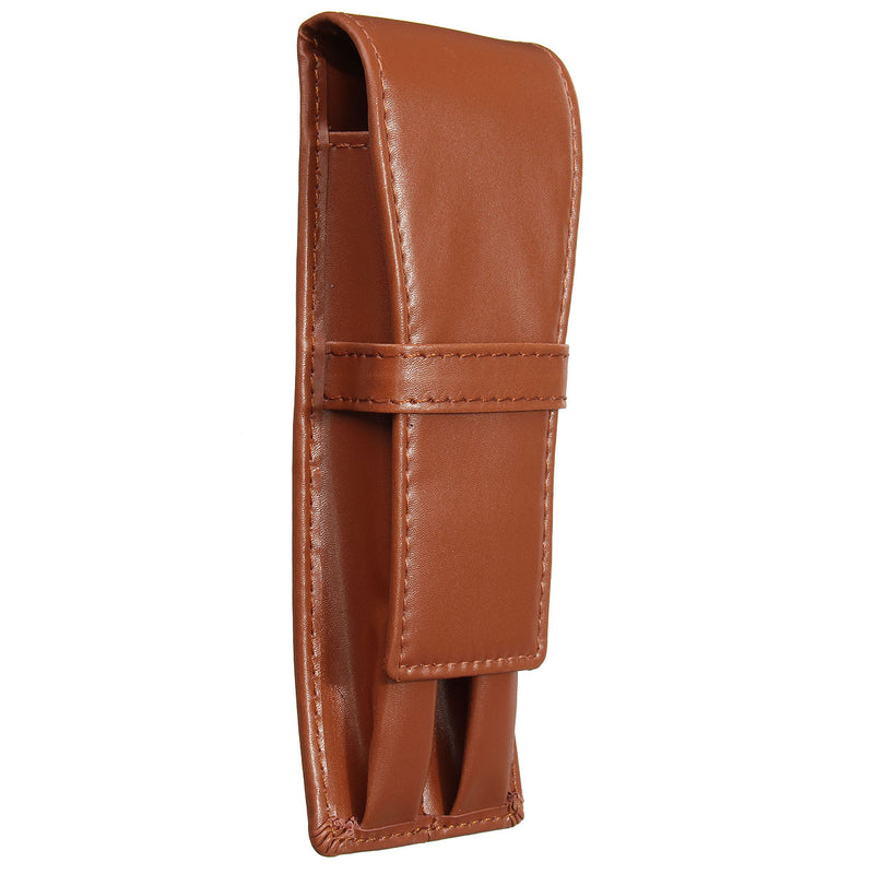 Universal 2 Pen Double Pencil Case Crazy Horse Coffee Fountain Pen Roller PU Leather Case Bag