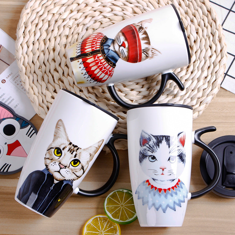 Personalized Cat Creative Trend Water Cup Home Office Coffee Cup Large Capacity Ceramic Mug