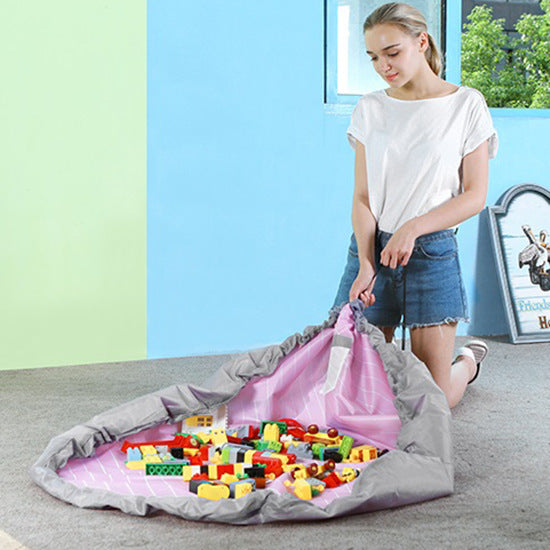 Portable Floor Mat Kid Toy Oxford Foldable Storage Bag Drawstring Beam Port Finishing Organizer
