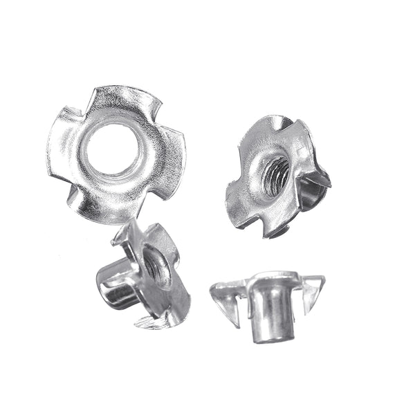 Suleve CSTN3 90Pcs Four Prong T Nut Inserts Carbon Steel Zinc Plated For Wood M3/M4/M5/M6/M8 Nut Assortment Kits