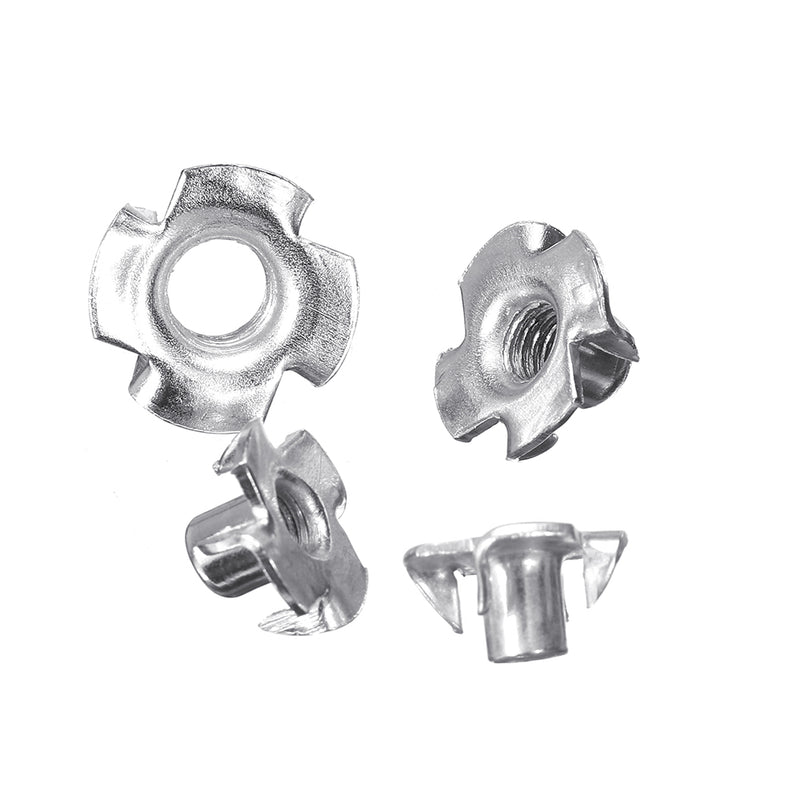 Suleve CSTN3 90Pcs Four Prong T Nut Inserts Carbon Steel Zinc Plated For Wood M3/M4/M5/M6/M8 Nut Assortment Kits