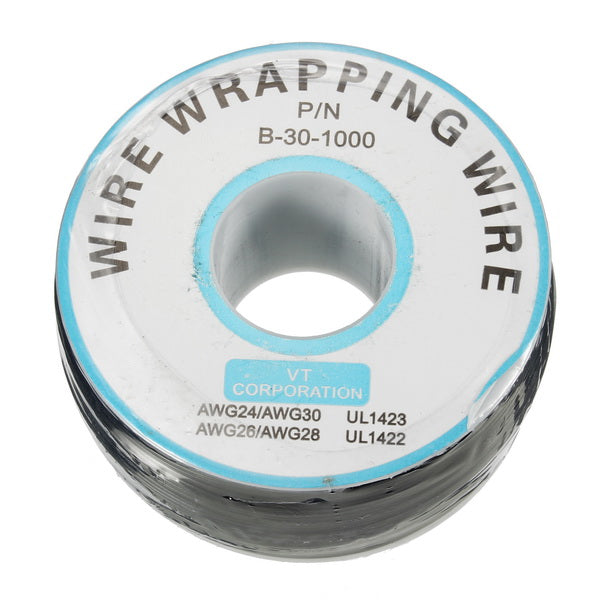 5pcs Black 0.55mm Circuit Board Single-Core Tinned Copper Wire Wrap Electronic Wire Jumper Cable