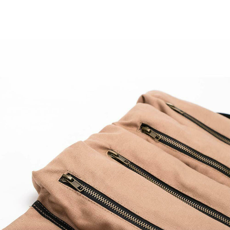 5 Pockets Tool Roll Bag Large Wrench Big Tool Roll Up Bag Canvas Tool Car Organizer